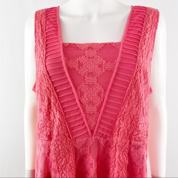 Sundance Size 14 Watermelon Pink Sleeveless Lace Dress - Picture 2 of 8
